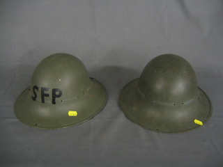 2 WWII fire watcher's helmets