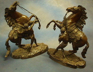 A pair of bronze Marley horses 16"