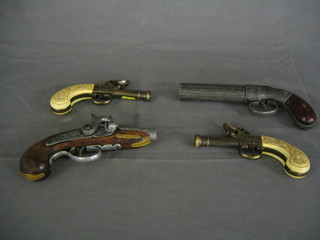 A reproduction Pepper Box revolver and 3 other reproduction pistols