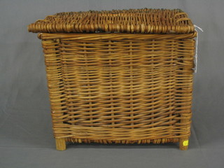 A rectangular basket work fishing creel 16"