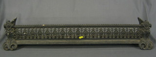 A Victorian pierced cast iron fender 35"