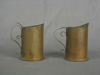 2 French Art jugs and a ditto chamber stick