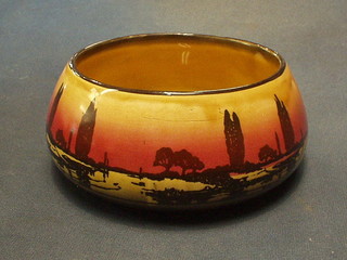 A circular Royal Doulton bowl decorated popular trees, the base marked D3416 6"