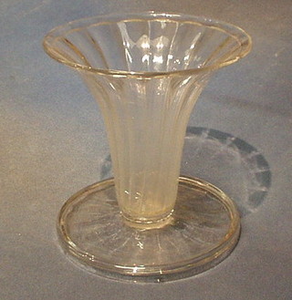 An Art Glass trumpet shaped vase with ribbed decoration, the base marked Rano 543290 7"