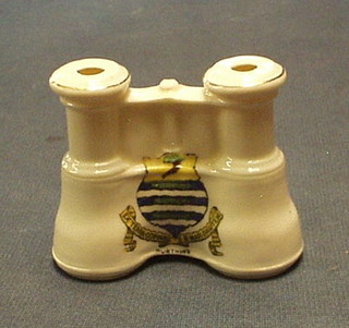 An Arcadion crested china model of a pair of opera glasses decorated the crest of Worthing