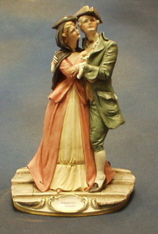 A Capo di Monte biscuit porcelain figure "Romantico Beneziano" 10"
