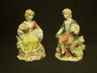 A pair of pottery figures Lady and Gentleman 7"