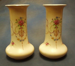 A pair of Ducal, Worcester style, Edwardian club shaped vases 13"