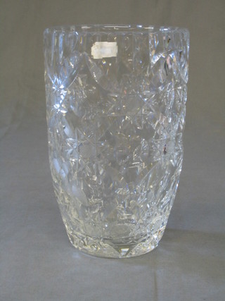 A cut glass flower vase 10"