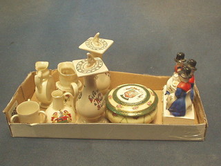 2  Carltonware china model of sundials decorated the Coat of Arms of Staplehurst and Wandsworth, 4 other crested items, a circular porcelain dressing table box decorated the Arms of Windsor