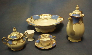 A 26 piece Bavarian porcelain coffee service with circular bowl, coffee pot, sucrier and cover, 11 cups, 12 saucers and 6 Coalport Country ware egg cups