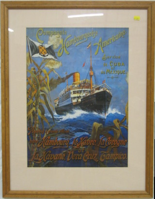 A reproduction French Cruise Ship Liner poster for "Hambourgeoise" 22" x 16"