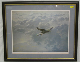 Gerald Coulson, a coloured print "Johnny Comes Home" (Johnny Johnson flying a Spitfire), 12" x 15"