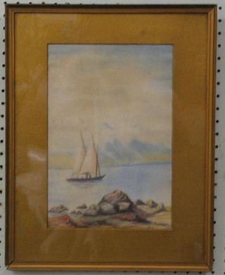 Watercolour drawing "Sailing Boat in Full Sail" 11" x 7"