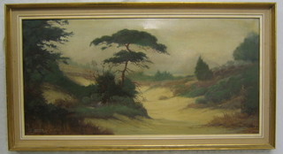 O Melzer, oil painting on canvas "Rural Scene with Trees" 16" x 31"