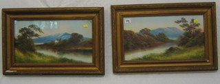 A pair of 19th Century oil paintings on board "River by a Mountain" and 1 other 10" x 17"