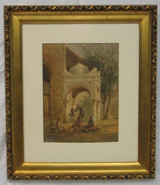 Theodore Frerei, watercolour drawing "Entrance to a Mosque" signed, 15" x 11"