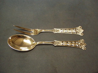 A "Swedish" pierced silver serving fork and spoon, 4 ozs