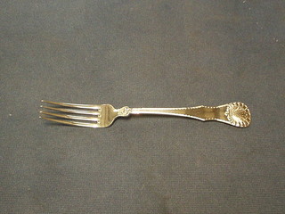 6 "Swedish" silver pudding forks with shell decoration marked 830S, 5 ozs