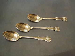 3 "Swedish" silver table spoons with shell decoration marked 830S, 3 ozs