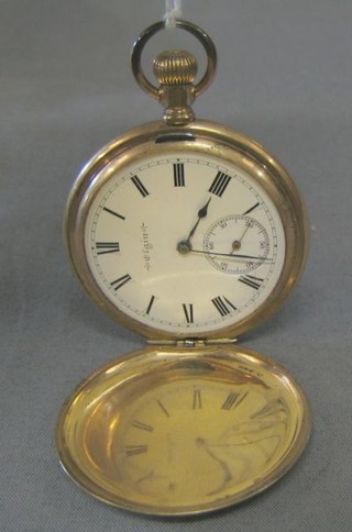 A gentleman's full hunter pocket watch by Elgin contained in a gold plated case