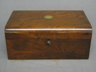A Victorian figured walnutwood D shaped writing slope with hinged lid 14" (no interior)