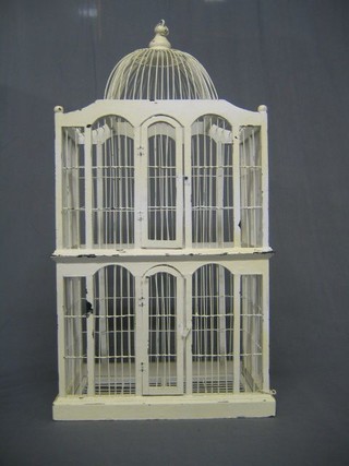 A domed wooden metal bird cage 15"