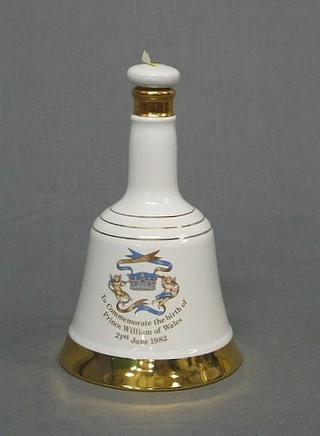 A 1982 50cl Wade Bells Whiskey decanter to commemorate the birth of Prince William (opened)