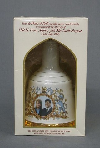 A 1986 Wade Bells Whiskey decanter to commemorate the marriage of HRH Prince Andrew and Miss Sarah Ferguson