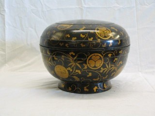 An Eastern lacquered hat box 14"