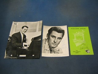 2 black and white photographs signed Russ Conway and a Wimbledon Theatre programme "The Russ Conway Show" signed Russ Conway