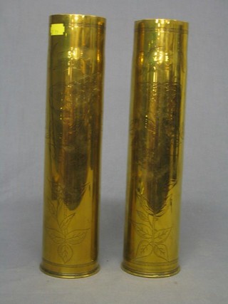 A pair of WWI brass shell cases