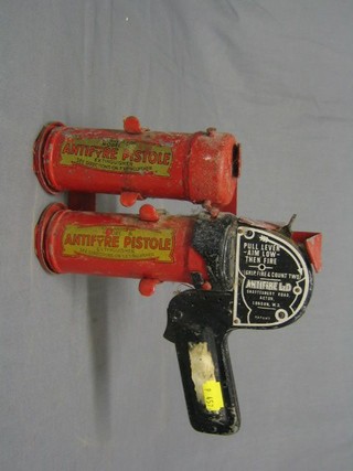 An anti-fire pistol fire extinguisher complete with 2 cartridges