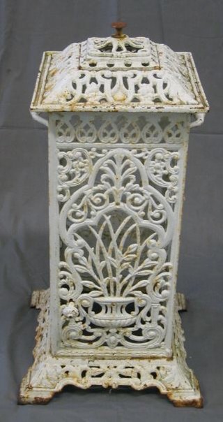 A Victorian pierced cast iron "Cathedral"/paraffin heater stand, 25"