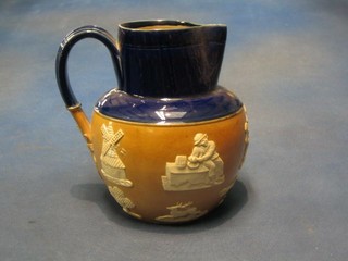 A Royal Doulton stoneware harvest jug with blue rim, the base marked 2892 8"