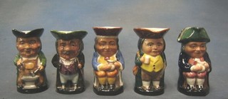 5 Jack of All Trade pottery Toby jugs "Smithy, Squire Toby, King Collier, Game Keeper and Horn Blower"