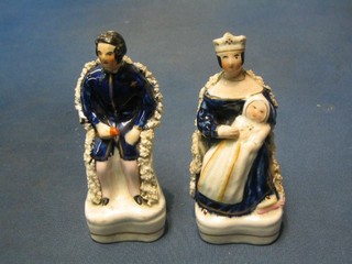 A pair of 19th Century Staffordshire figures Queen Victoria and Prince Albert 5"