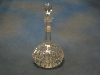 A glass club shaped decanter  and stopper