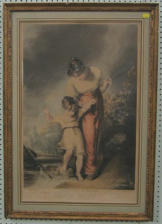 An 18th/19th Century coloured print after H Thomson "Crossing The Brook" 26" x 16"