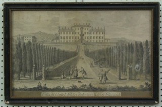 A French 18th Century monochrome print Villa di Caftel Pulci del jig March Riccardi, 11" x 18"