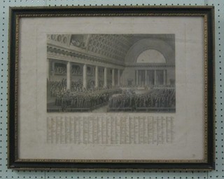 An 18th/19th Century French monochrome print "Constitution de L'assemblee National" 14" x 17"
