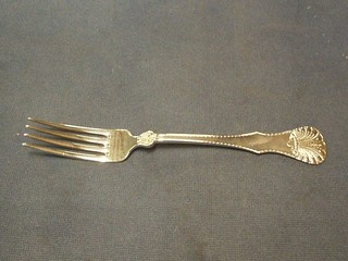 6 "Swedish" silver table spoons with shell decoration marked 830S, 9 ozs