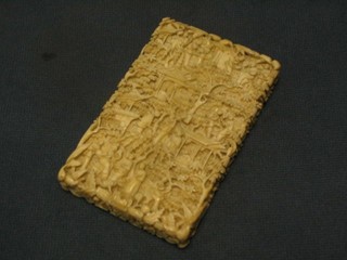 A 19th Century Oriental carved ivory card case 4 1/2"