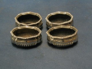 A set of 4 Edwardian oval, embossed silver salts, Chester 1901, 4 ozs (no liners)