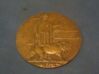 A WWI death plaque to John Edward George Bradbury
