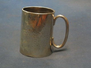 A Victorian engraved silver Christening tankard, London 1890, 4 ozs