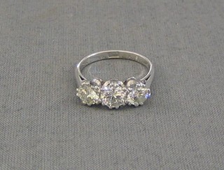 A lady's very attractive 18ct gold white gold 3 stone diamond engagement ring