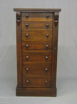 A Victorian mahogany Wellington chest fitted 7 drawers, 21"