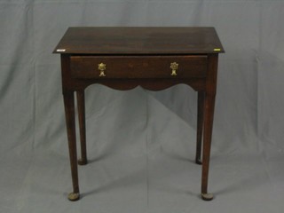 A 19th/20th Century oak low boy fitted a frieze drawer and raised on club supports 27"