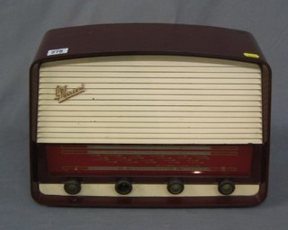 A Marconi red and white Bakelite radio, model T96DA
